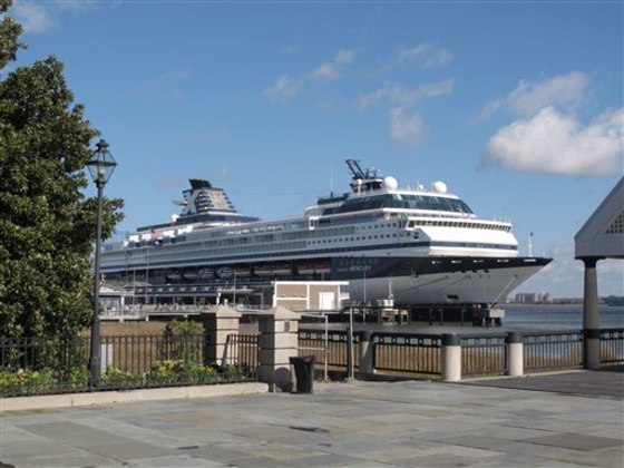 The Celebrity Mercury cruise liner makes a port call in Charleston, S.C., on Monday, Jan. 25.